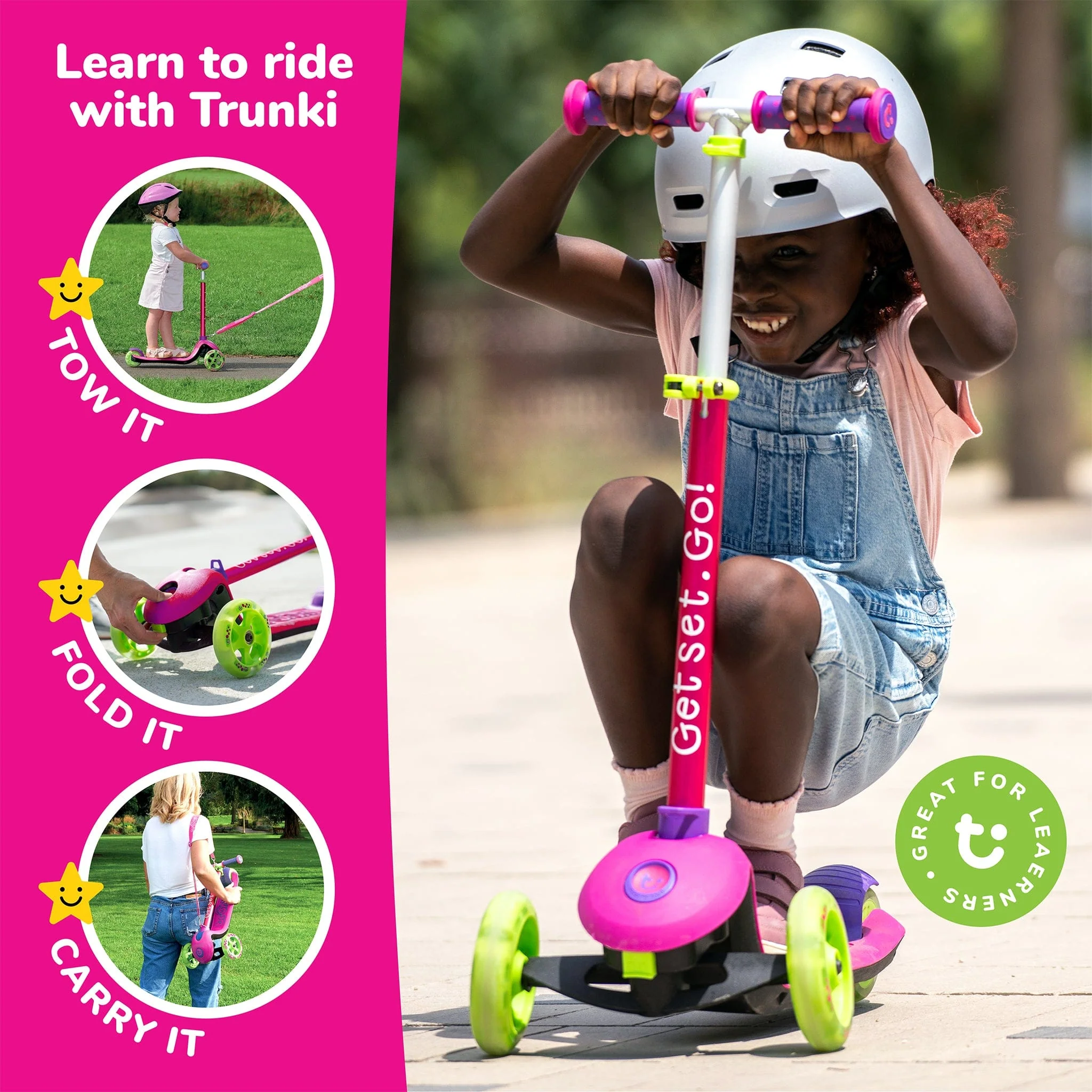 Trunki Folding Scooter - Small - Pink - Image 4