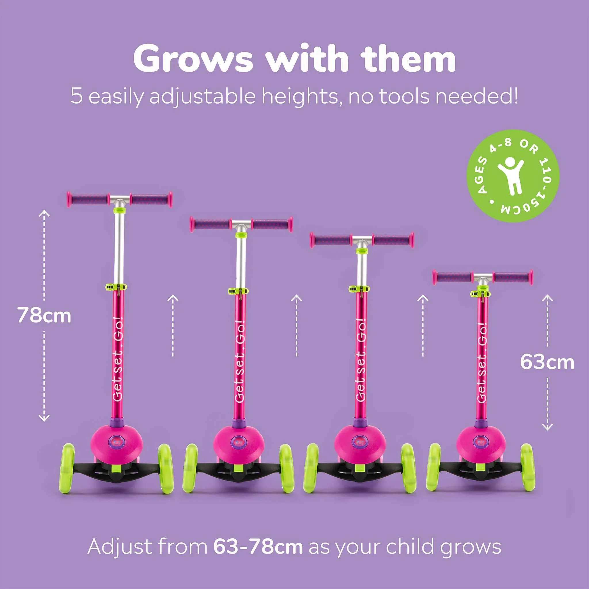 Trunki Folding Scooter - Small - Pink - Image 6